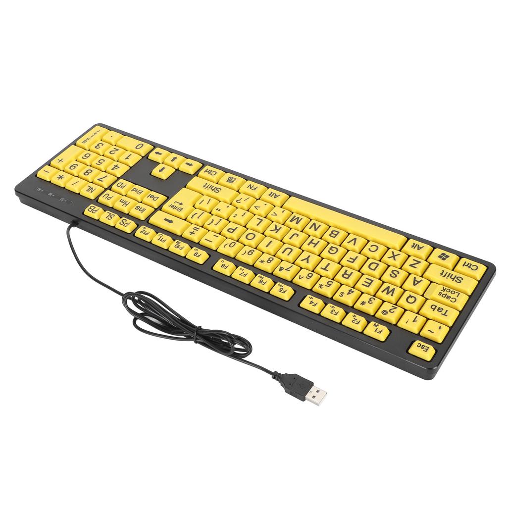 104 Keys Large Print Computer Keyboard USB Wired Keyboard for Students Elderly Visually Impaired Individuals