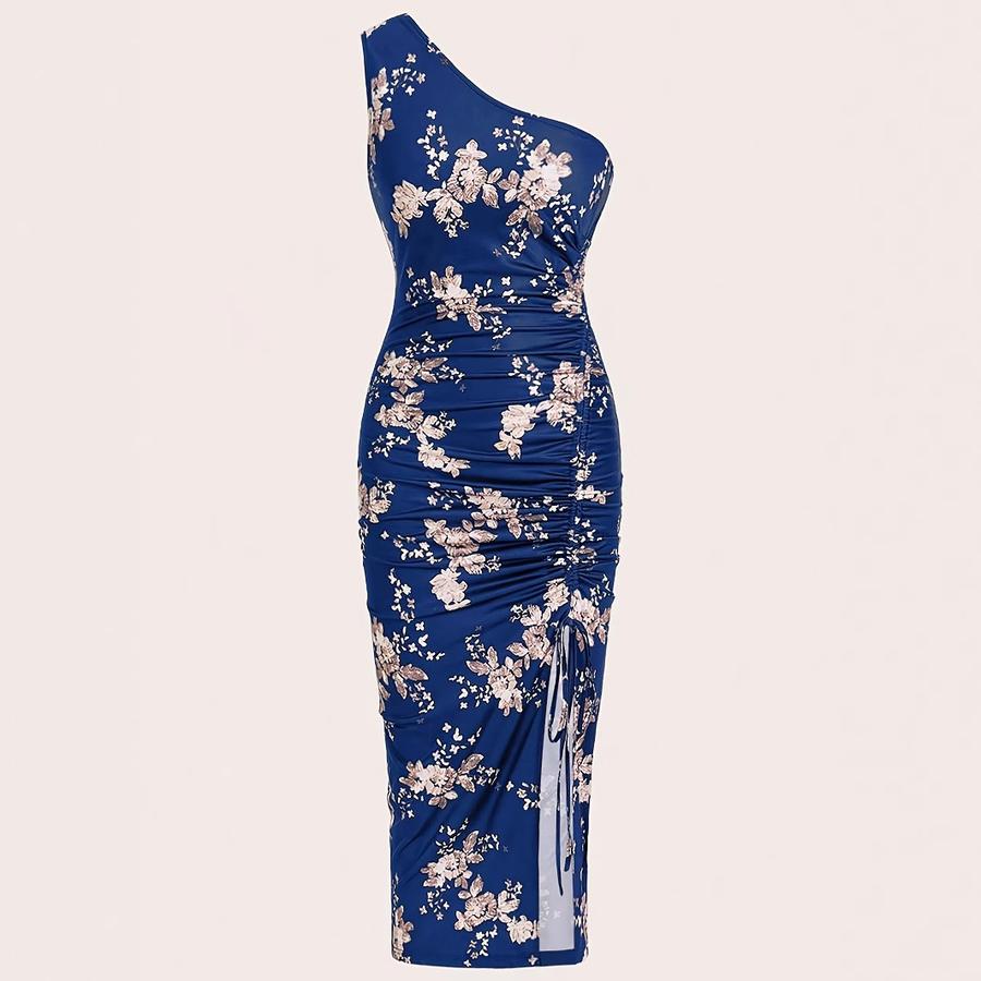 Новое летнее мини-платье bodycon с вырезами и цветочным принтом, без рукавов, с высоким разрезом, облегающее