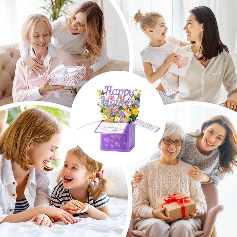 Mother's Day Greeting Card Mother Day Pop-up Flower Card with Envelope Show Your Love Expres Gratitude Souvenir Seasonal Decor