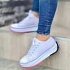 Европейские и американские повседневные туфли больших размеров, женская обувь 2025 года, новые четырехсезонные туфли из парусины с круглым носком и шнуровкой на платформе