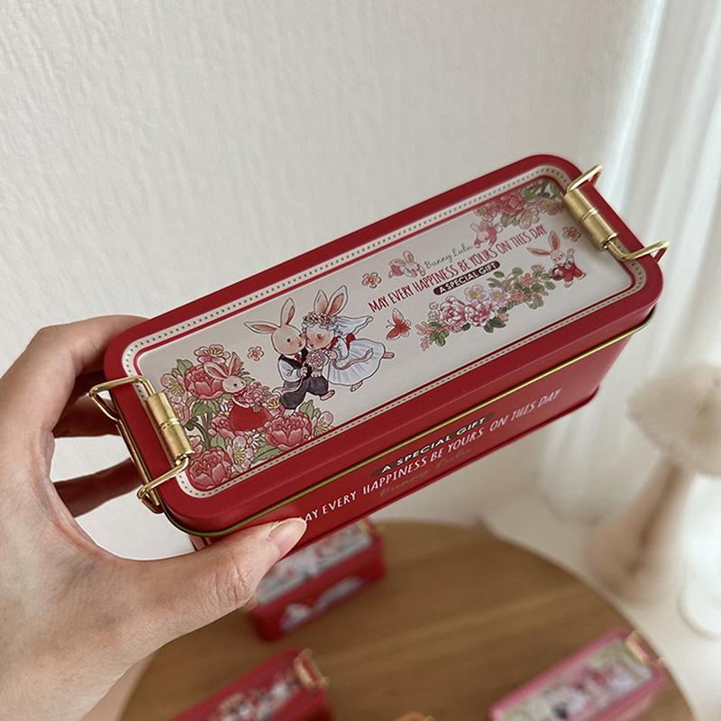 Рождественский кролик, жестяная коробка для конфет, мультяшное печенье, коробка для хранения, органайзер для чая и кофе, детские подарки, украшения для свадьбы
