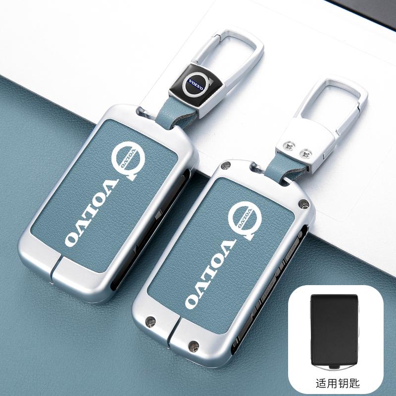 Zine Alloy Leather Car Key Case Cover Shell For Volvo XC40 XC60 S90 XC90 V90 2017 2018 T5 T6 T8 Polestar 1 2 Protector Accessory