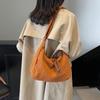 Retro student class versatility new dumpling bag women's solid color light casual commuting personality pleated crossbody bag