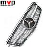 FCM5   Silver Diamonds Style Upper Grille With OE Style Emblem Logo Badge For Mercedes Benz E-Class W212 2009-2013 E300 E350 E500 E550