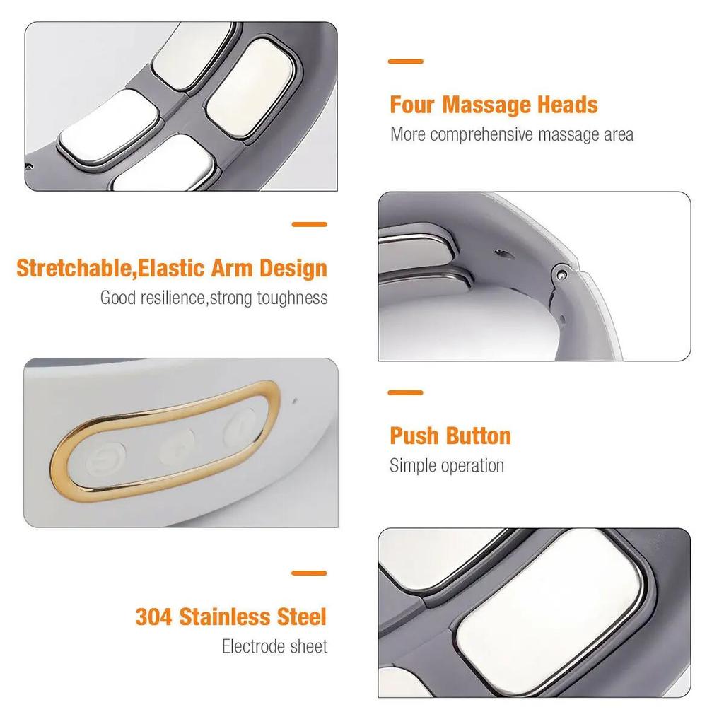 EMS Electric Neck Massager 6 Modes 9 Gears Neck Shoulder Massage Wireless Cervical Spine Massager Heating Physiotherapy Pain Relief