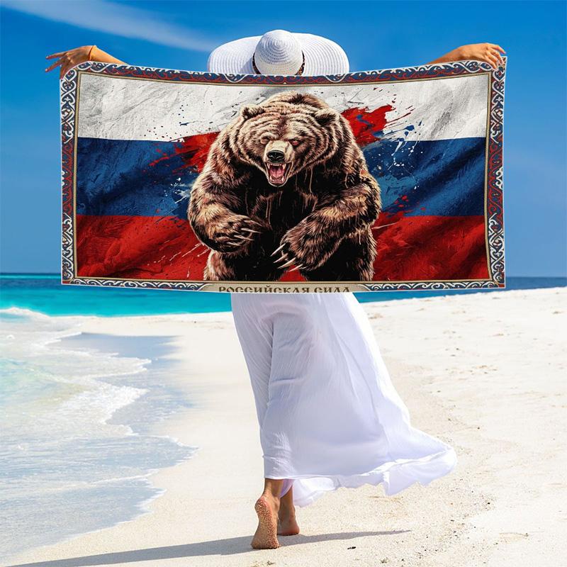 Пляжное полотенце с принтом медведя, большое, мягкое, быстросохнущее, для пляжа, кемпинга, плавания