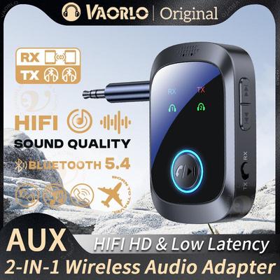 2 в 1 Bluetooth 5.4 передатчик приемник многоточечный двойной поток стерео 3.5 мм AUX самолет аудио беспроводной адаптер с микрофоном для ТВ ПК автомобиля самолет