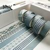Crafting Washi Tape Rolls 6 Plaid Set, Grid Checkered Pattern Masking Tape, Self Literary Art Style Adhesive Decorative for DIY Crafts, Journal,