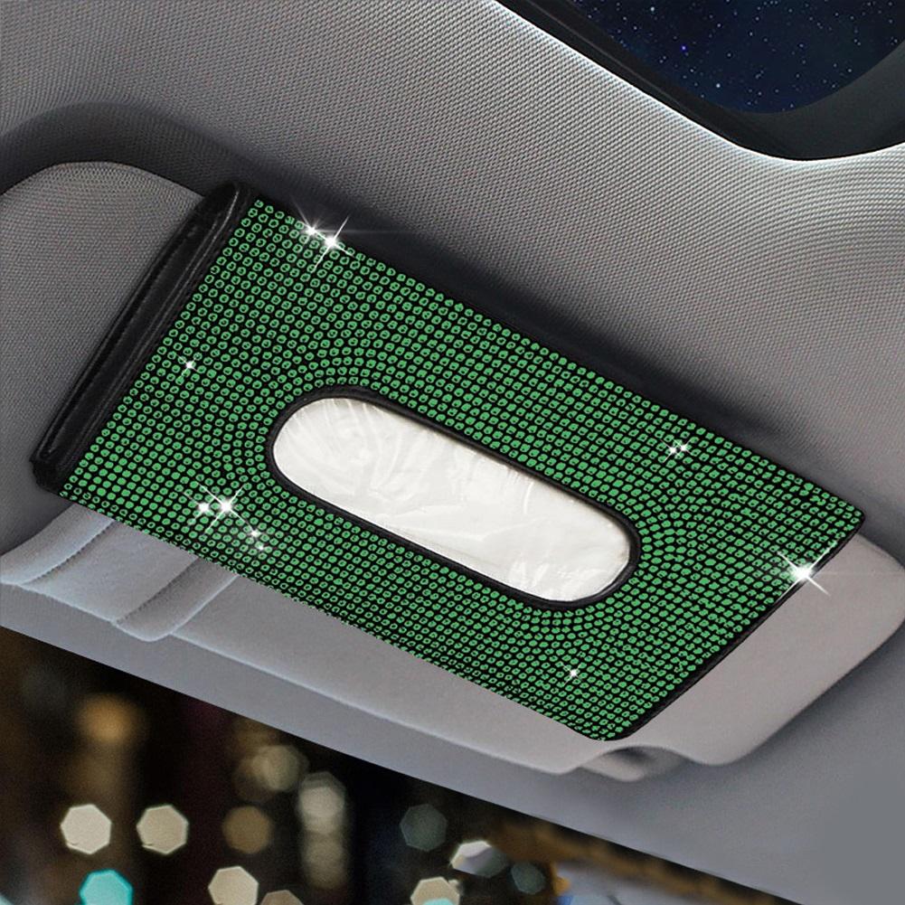 Bling Bling Diamond Автомобильный козырек Держатель для салфеток Подвесной кожаный чехол для бумажного полотенца со стразами и стразами для женщин Автомобильные аксессуары