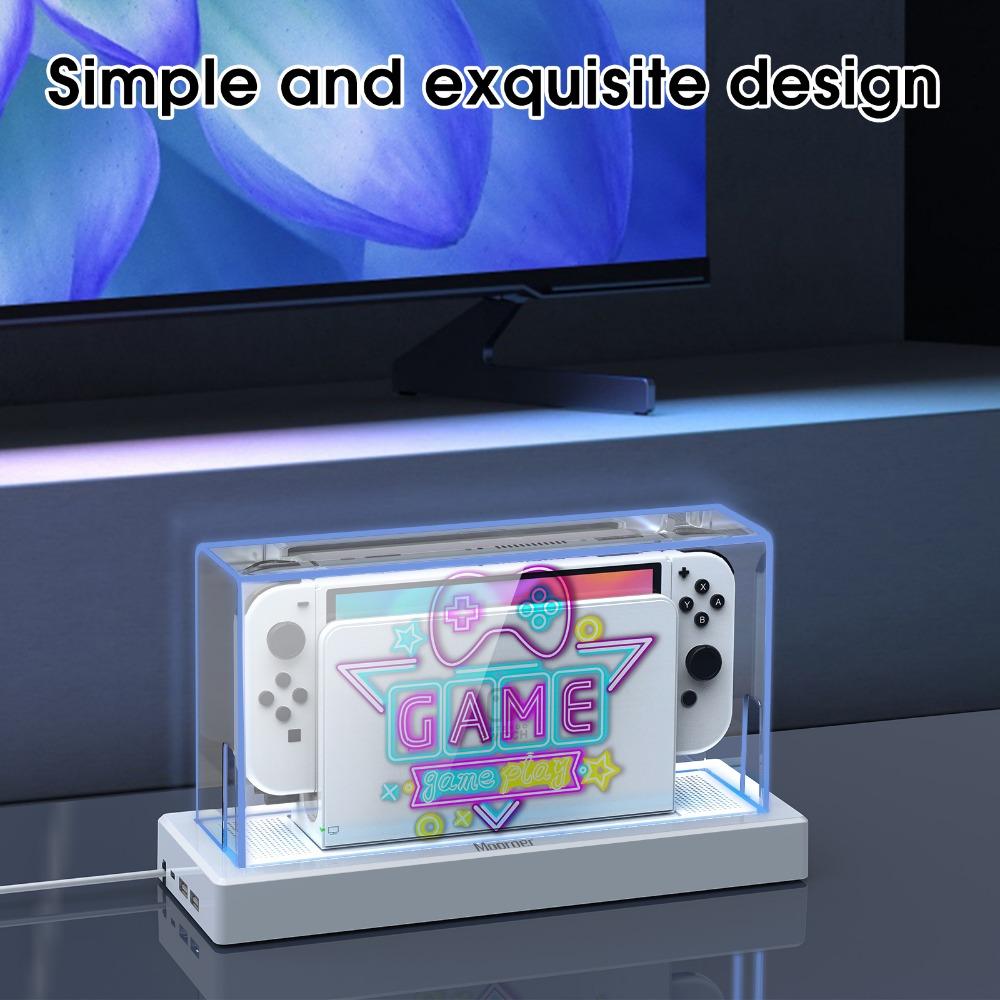 Прозрачный защитный чехол для дисплея от пыли для Nintendo Switch/OLED Host Shell Светящийся чехол для основания NS Games Аксессуары