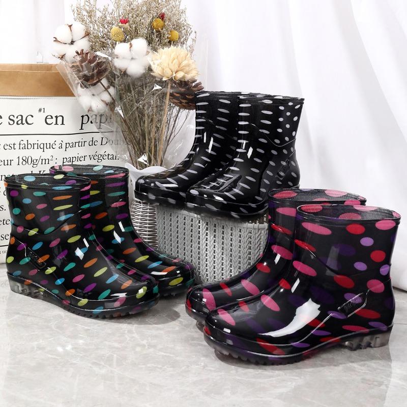 Four Seasons Fashion Rain Shoes Women's Short Water Shoes Women's Water Boots Low Top Adult Rain Boots Waterproof and Anti-skid Water