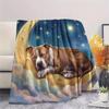 Cloud moon cat dog sleep Print Flannel Blanket,High quality Comfortable for All Seasons,Home Decor,Warmth and Comfort,Perfect for Christmas Gifts