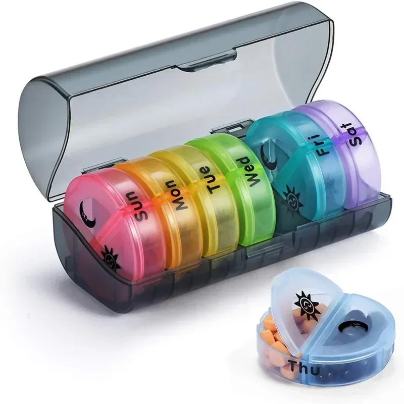Еженедельный 7-дневный органайзер для таблеток, контейнер для лекарств, еженедельный 7-дневный 14-ячеечный бокс для хранения таблеток, лекарств, добавок, витаминов