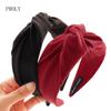 PROLY Новая Мода Женская Повязка на Голову Широкая Сторона Осень Весна Тюрбан Однотонный Узел Посередине Повязка для Волос Повседневные Аксессуары для Волос