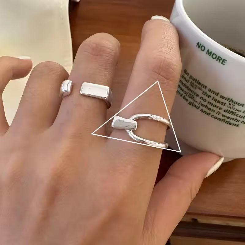 925 Silver Rings New Party Jewelry Vintage Charm Double Layer Geometric Nail Design Accessories Gift Dropship