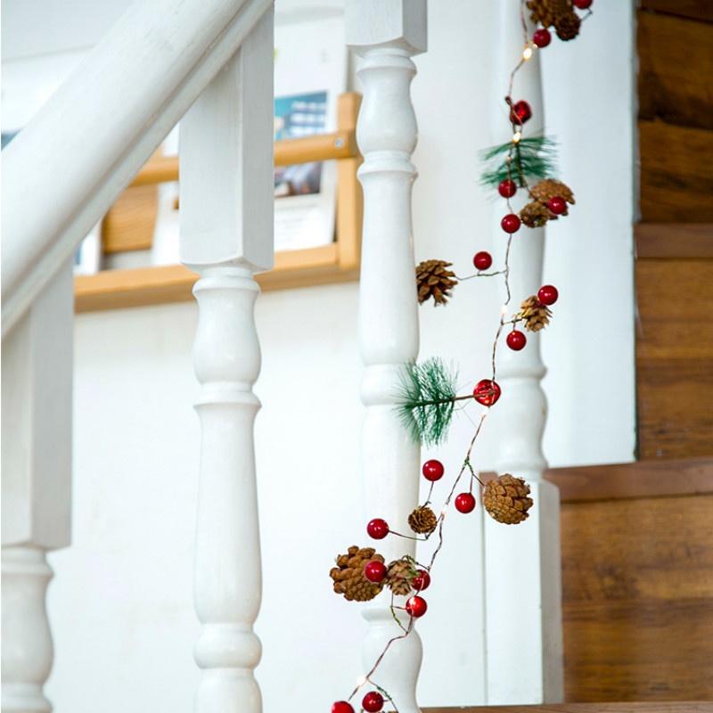 2 м 20 светодиодных рождественских огней светодиодная гирлянда сосновая иголка шишка медная проволока рождественский колокольчик дек