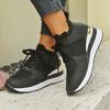 Women's Wide Width Platform Sneakers, Lace-Up Comfort Wedge Shoes, Spring Summer Athletic Flats In Stock