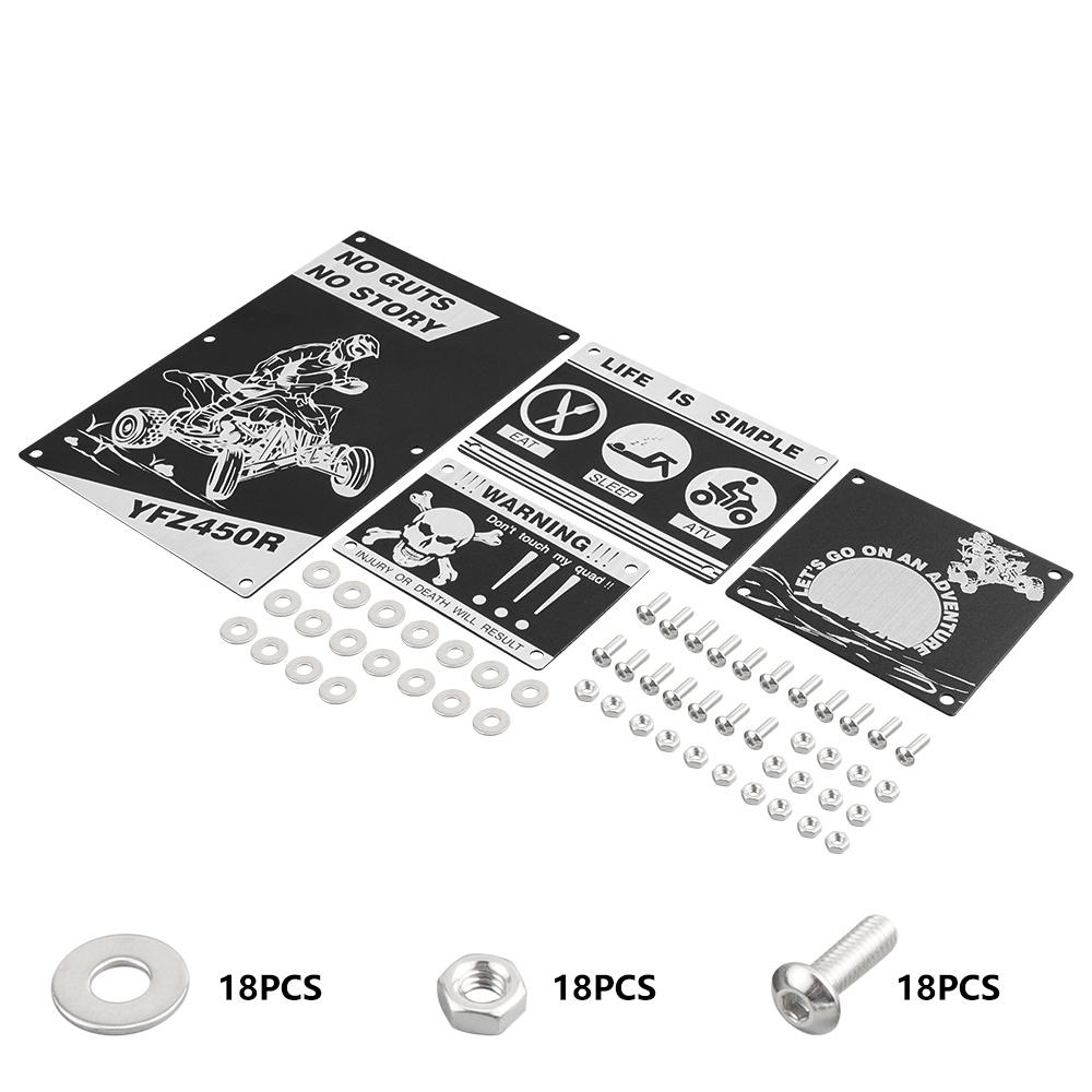 For YFZ450 Fender Warning Tags Plates Badges ATV Sticker 5052-Aluminum For Yamaha YFZ450R 2009-2024 YFZ 450 2010 2011 2012 2013