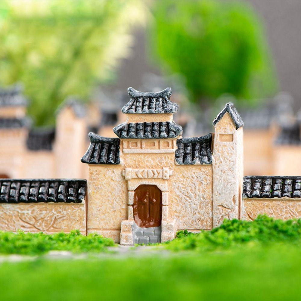 Decorative Mini Old City Gate Retor Bonsai Landscaping Mini Resin House  Micro Landscape