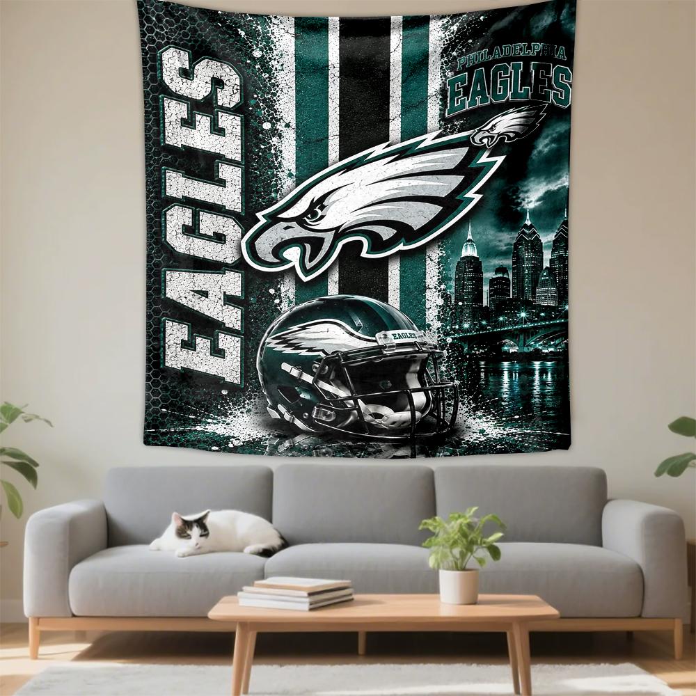 Philadelphia Eagles NFL Green Helmet City Football Fans Decorative Wall Tapestry for Bohemian Home Wall