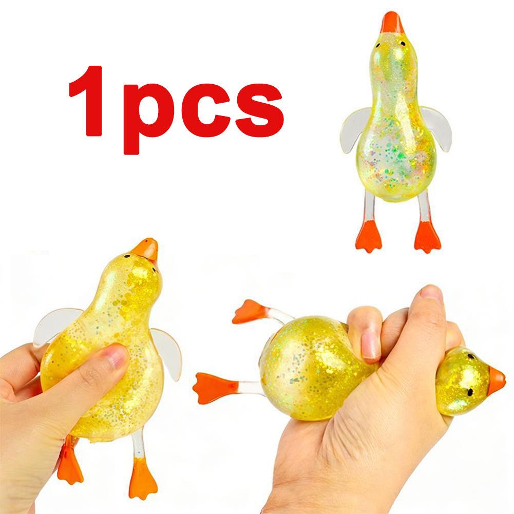 Stress Relief Squeeze,Squishy Glitter Ducks,Kids Squishy Fidget Toy,Animal Stress Balls,Bulk Party Favors Easter Basket Stuffers