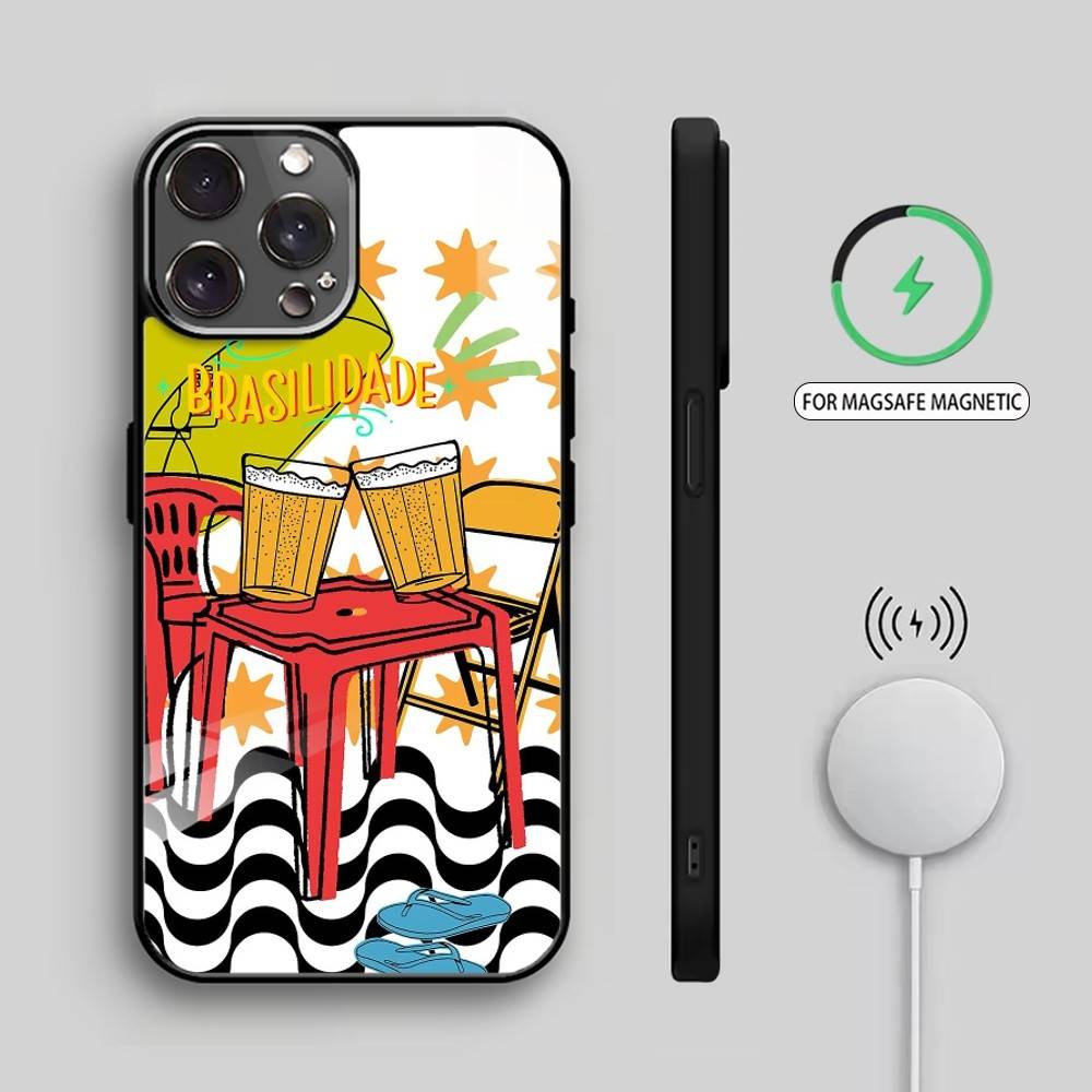B-Brazil-themed illustration Phone Case For iPhone17,16,15,14,13,12,11 Plus,Pro Max Magnetic For Magsafe Wireless Charging