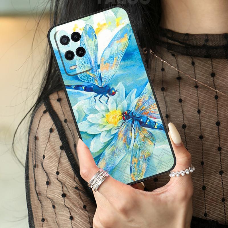Роскошный чехол-стрекоза для Oppo A16 A76 A96 A17 A18 A60 A80 A40 A38 A58 A78 A98 A94 A74 A54 A15 A57 A77 A5 Pro