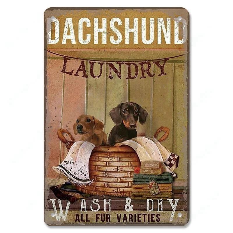 Винтажный милый постер с изображением домашних собак, металлические жестяные знаки, такса, бульдог, металлическая табличка для сада, кофейни, кухни, домашнего декора на стену