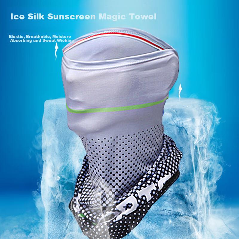 Sun Protection Face Mask And Ice Sleeves, Summer Ice Silk Cool-Feeling UV Protection Arm Guards, Cycling Face Mask + Ice Sleeves, Gray