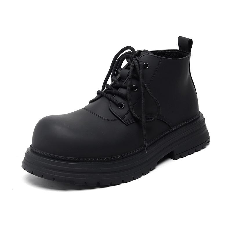 Мужские повседневные деловые офисные туфли на платформе черные трендовые осенне-зимние ботинки ковбойские из натуральной кожи ботильоны боты мужские