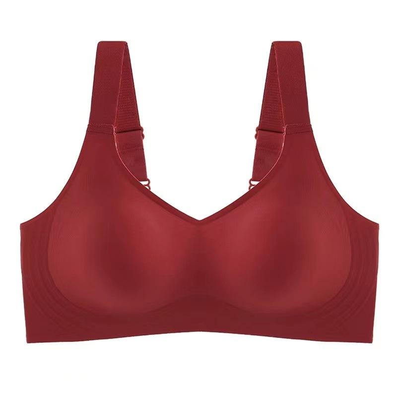 Latex D jelly soft support gathering underwear women's seamless one-piece no-steel ring adjustment sports thin bra