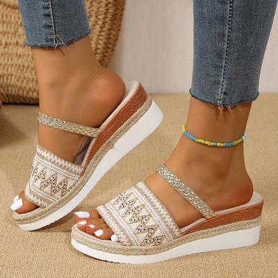 Модные женские босоножки на танкетке, легкие летние тапочки на платформе, удобные нескользящие пляжные сандалии Mujer 2025