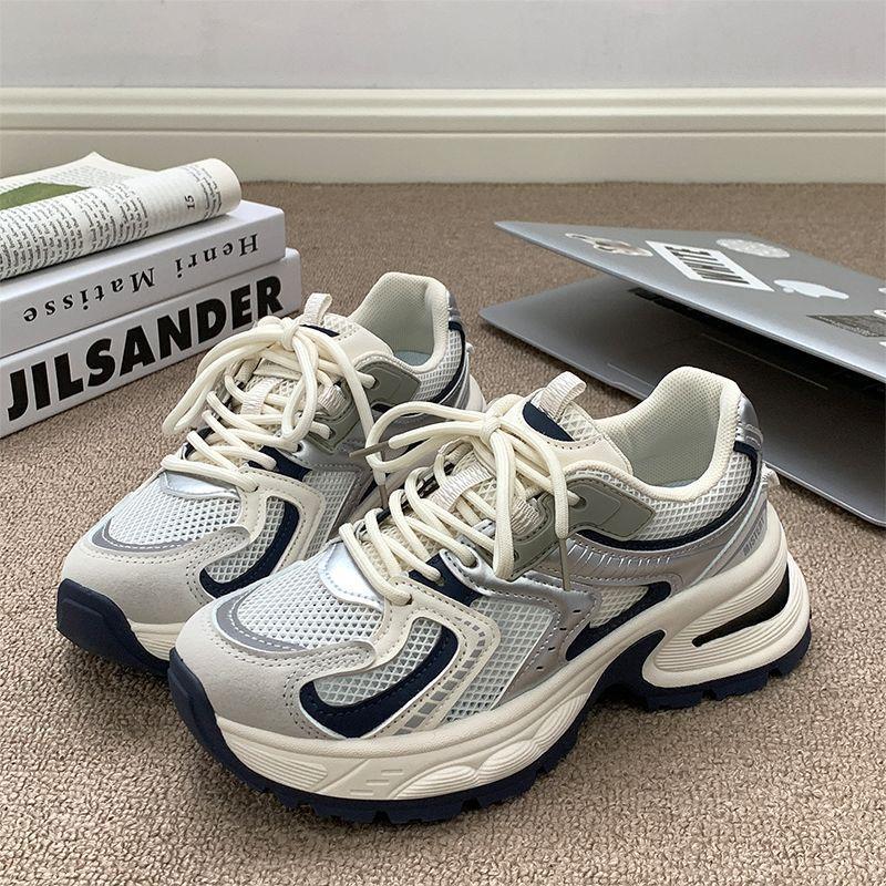 Thick-soled Heightening Dad Shoes for Women Spring and Autumn New Ins Trendy Versatile Mesh Breathable Casual Sports Shoes