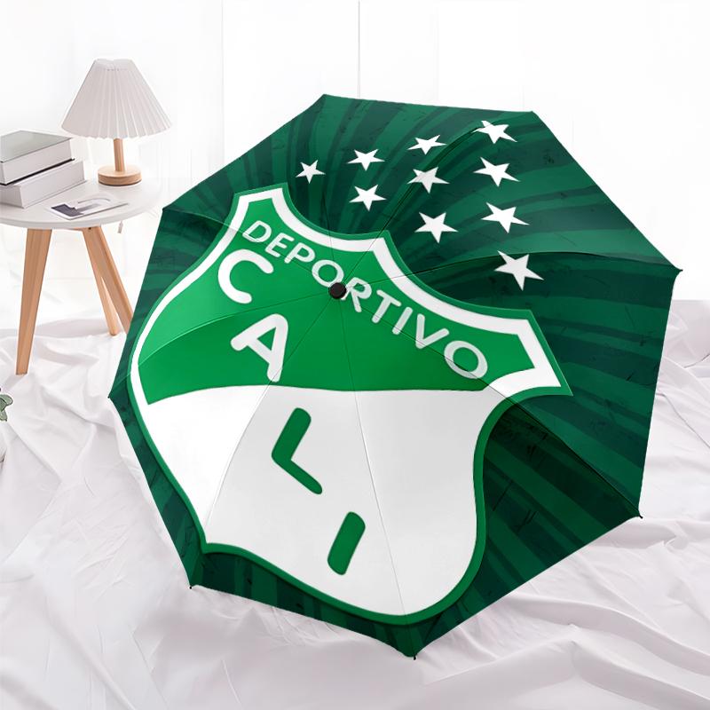 Printed Deportivo Cali LOGO Folding Umbrella,Outdoor,Leisure,And Travel Umbrella,Durable Umbrella Fabric,Birthday And Holiday Gift