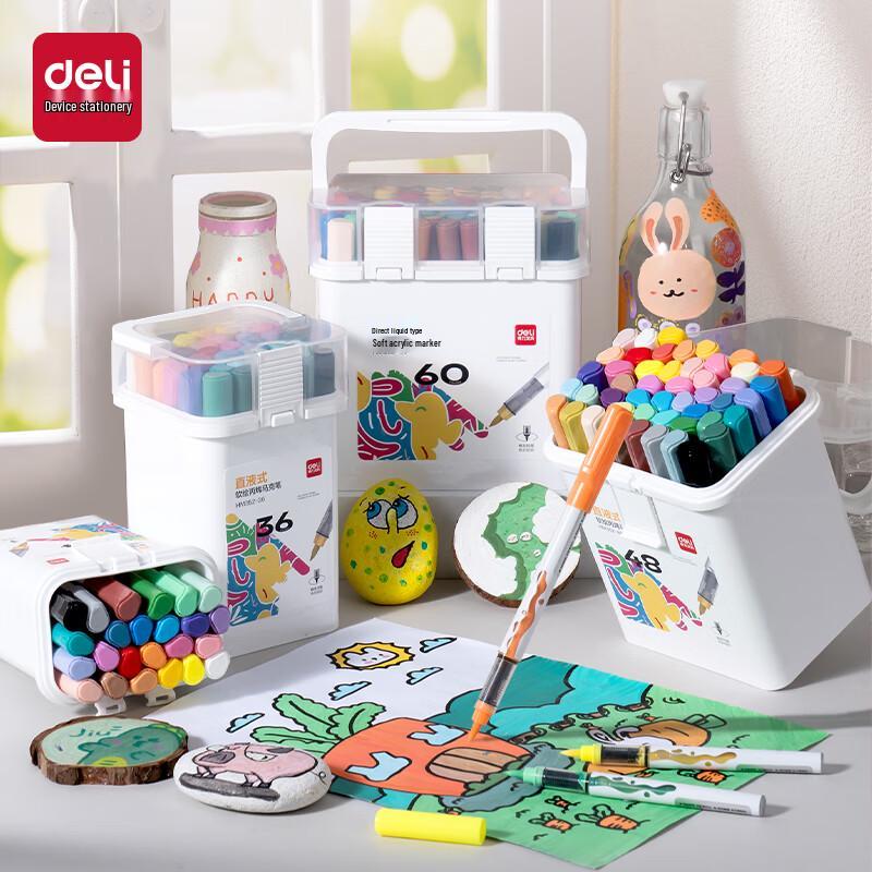 Deli Soft-Tip Liquid Acrylic Marker Set