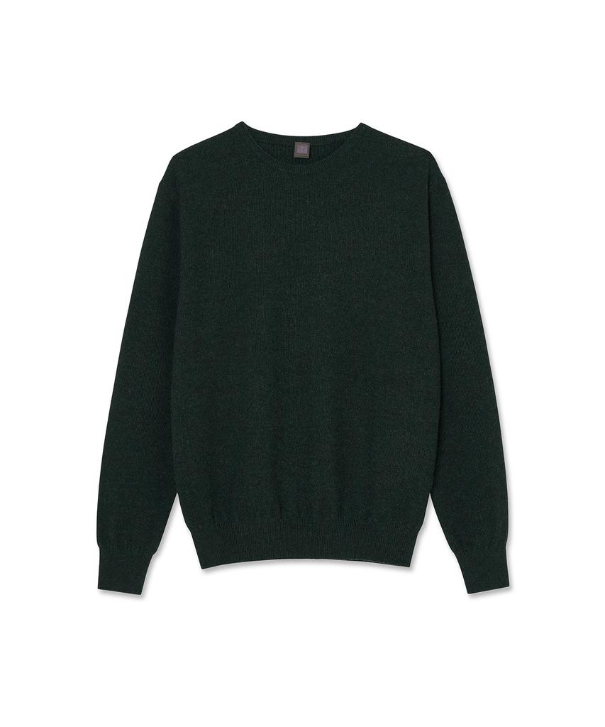 IOLO Wool Textured Crew Neck_Dark Green