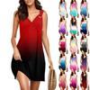 Женское модное повседневное платье без рукавов с принтом и V-образным вырезом