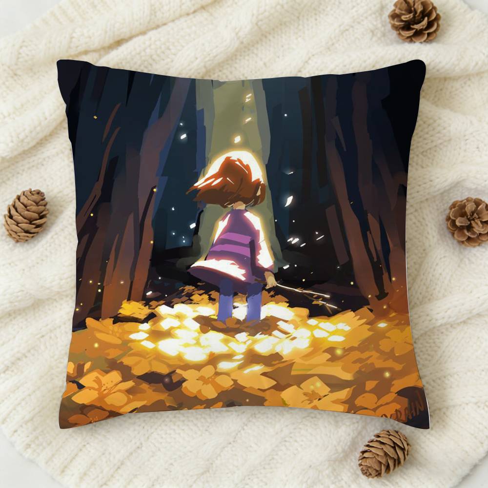 UUndertale Game Doublesided Printed Square Decorative Cushion Cover for Sofa Living Room Home Decor