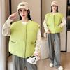 Пуховый хлопковый жилет женский осенне-зимний новый жилет с маленьким круглым вырезом хлопковый жилет
