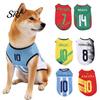 Breathable Pet Shirt Soccer Jersey Dog T-Shirt Tank Top Sleeveless Summer Football Mesh Apparel Game Day Outfit for Small Medium Large Dogs