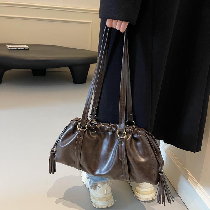 Ielgy Retro Pleated Cloud Bag All-Match Commuter Tote Bag Large Capacity One-Shoulder Armpit Bag