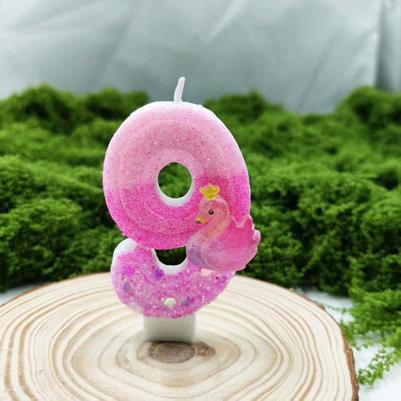 Pink Purple Swan Digital Candle Creative Design Selection Materials Colorful Birthday Cake Accessories Ambience