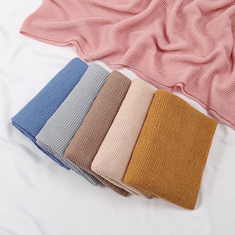 Новый жатый хлопковый хиджаб-шарф женский тюрбан мусульманская шаль однотонная бандана дышащие женские шали фуляр блестящие хиджабы Рамадан