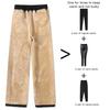 Women Autumn Winter Fleece Lining Pants Elastic High Waist Straight Wide Leg Pants Solid Color Loose Fit Long Trousers