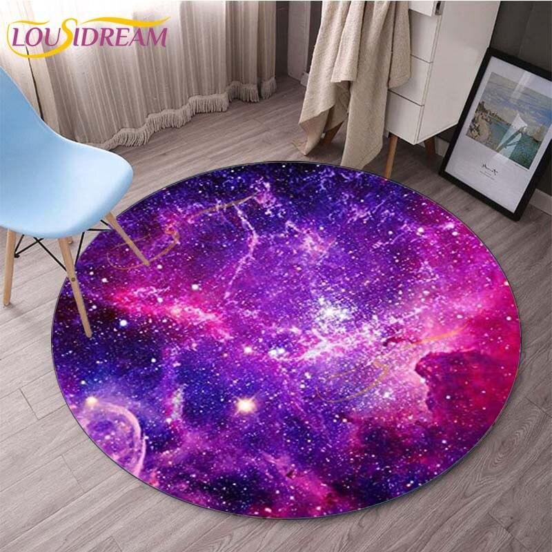 Earth Grey Moon Round Gaming Mat Bird Cartoon Printed Round Mat Milky Way Galaxy Chair Round Mats Round Carpets for Living Room