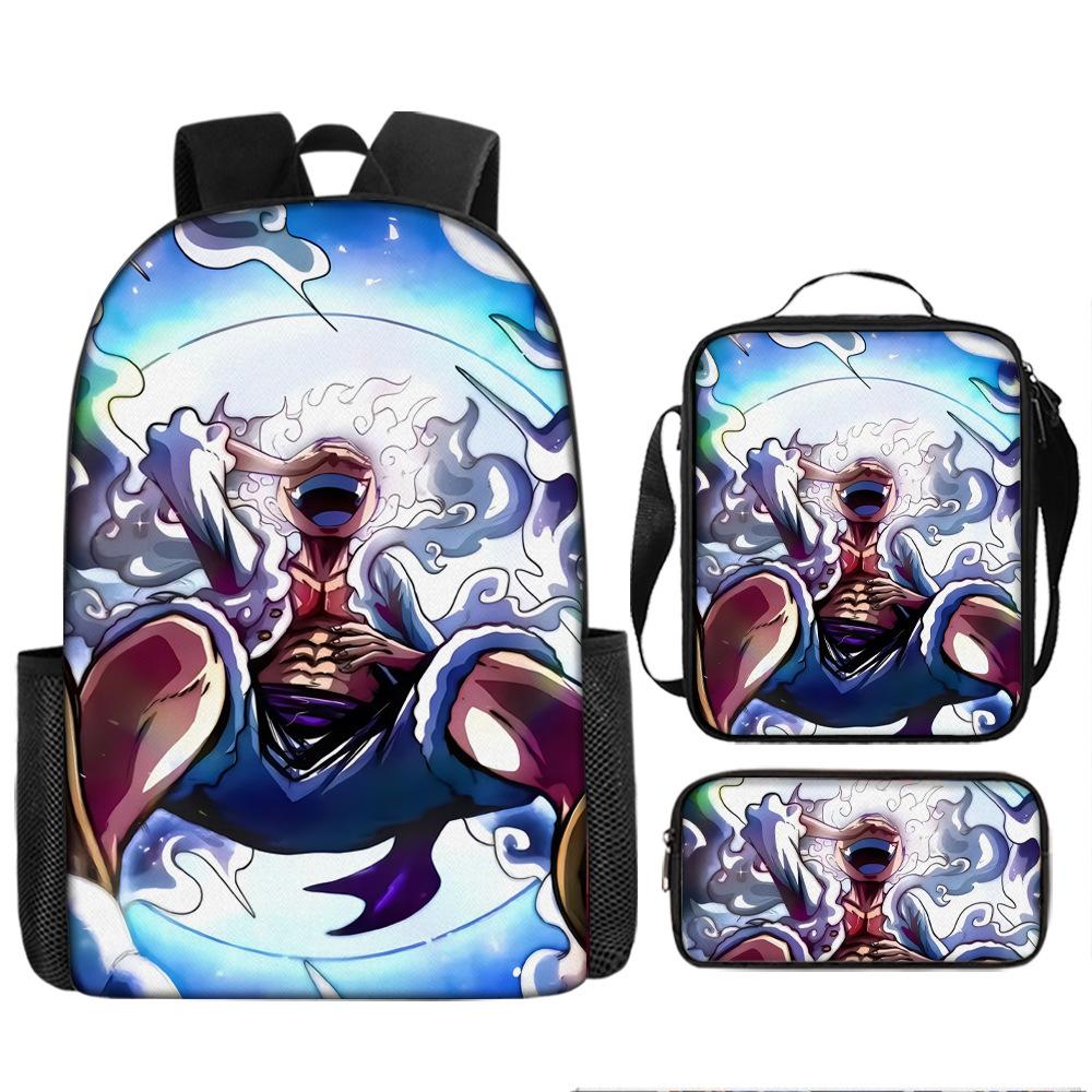 Анимация ONE PIECE школьный рюкзак из трех частей игровой периферийный рюкзак большой вместимости для ученика средней школы для улицы, кампуса, сумка для компьютера