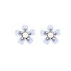 Gradually change blue flower pearl earrings women's light luxury high sense super fairy temperament earrings silver needle summer earrings