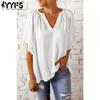 Women's Fashion Casual Summer Spring Solid Color Print Short Sleeve V-Neck Blouses & Shirts