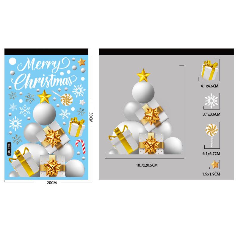 Рождественские наклейки на окна Мультяшный Санта-Клаус Снеговик Елка Наклейка на стекло Настенное украшение Счастливого Рождества для дома