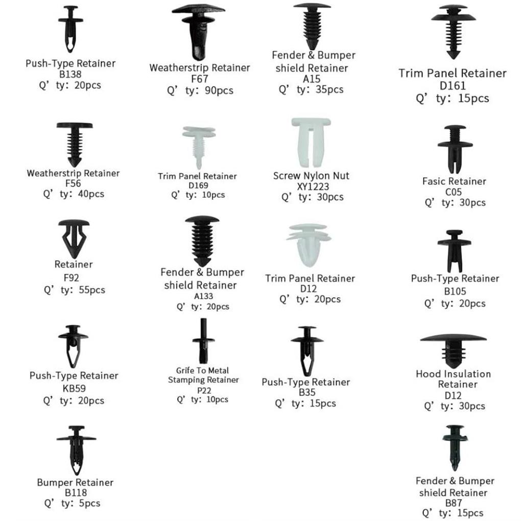 1000/500/200/100 шт. Набор автомобильных зажимов с коробкой, смешанный, для кузова автомобиля, нажимной фиксатор, заклепка, бампер, дверная обшивка, панель, зажим для крепления